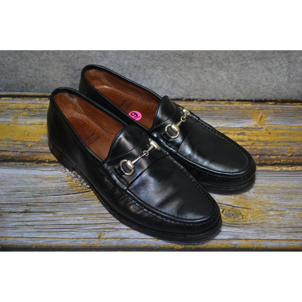 Allen Edmonds Verona II Shoes Mens 9 D Black Leather Loafers Dress Slip On USA